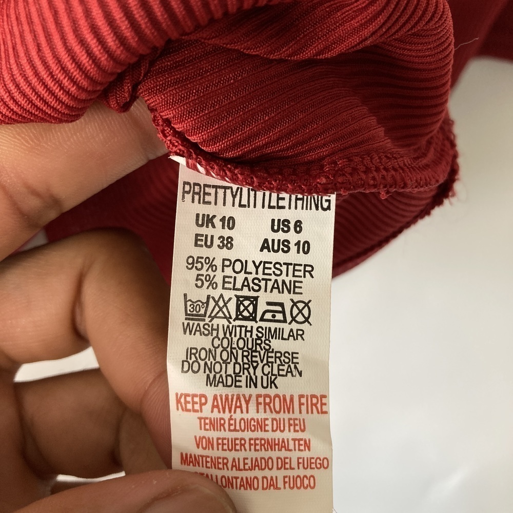 PrettyLittleThing Ribbed Tie Side Wrap Top Size 6 - Picture 6 of 9